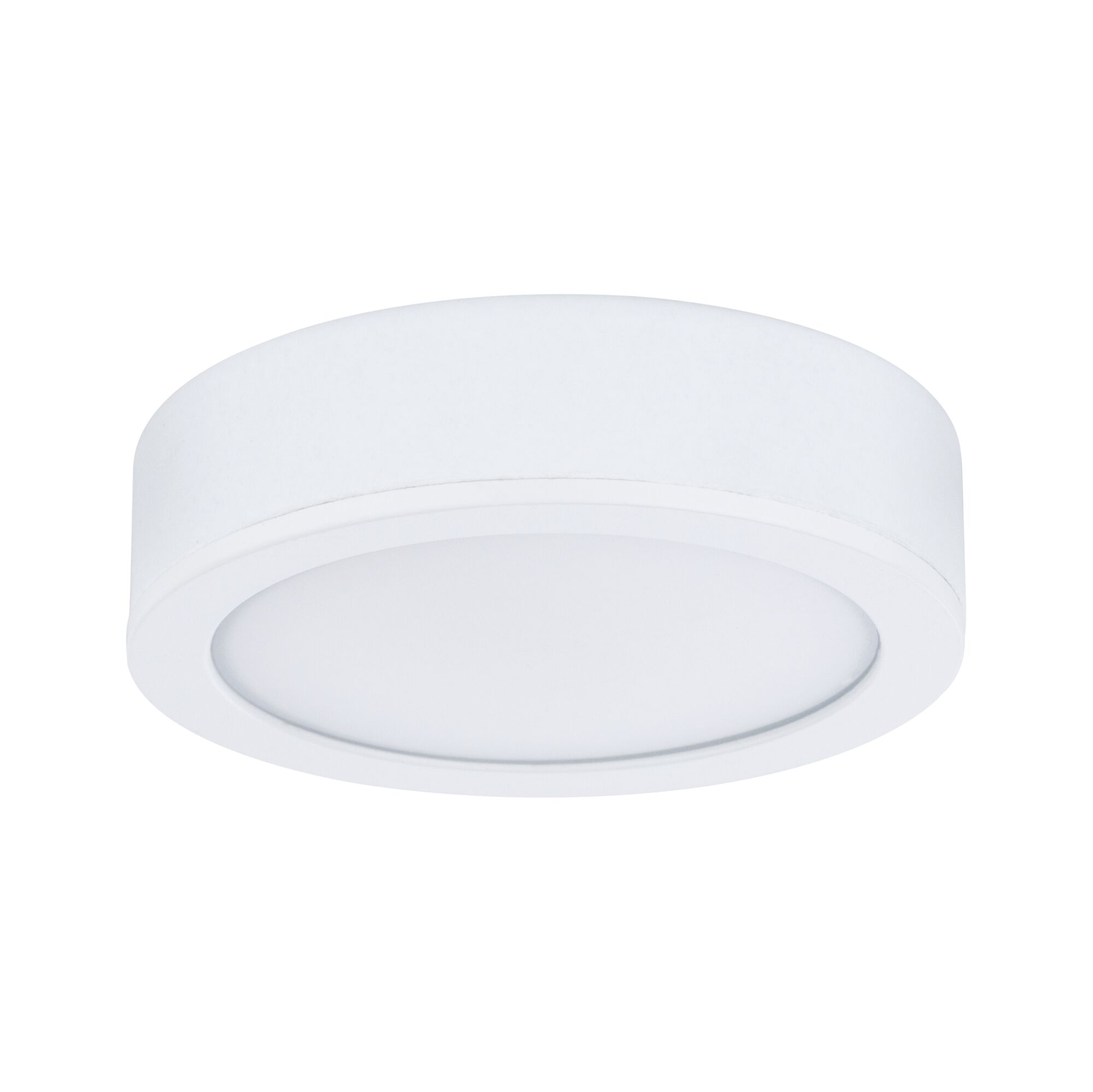 Round white LED ceiling light made of plastic for energy-efficient room lighting