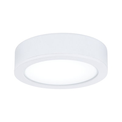 Round white LED ceiling light made of plastic with energy-saving illumination for living spaces