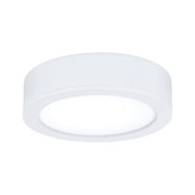 Round white LED ceiling light made of plastic with energy-saving illumination for living spaces