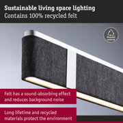 Sustainable living space light with black recycled felt and integrated LED strip for noise reduction