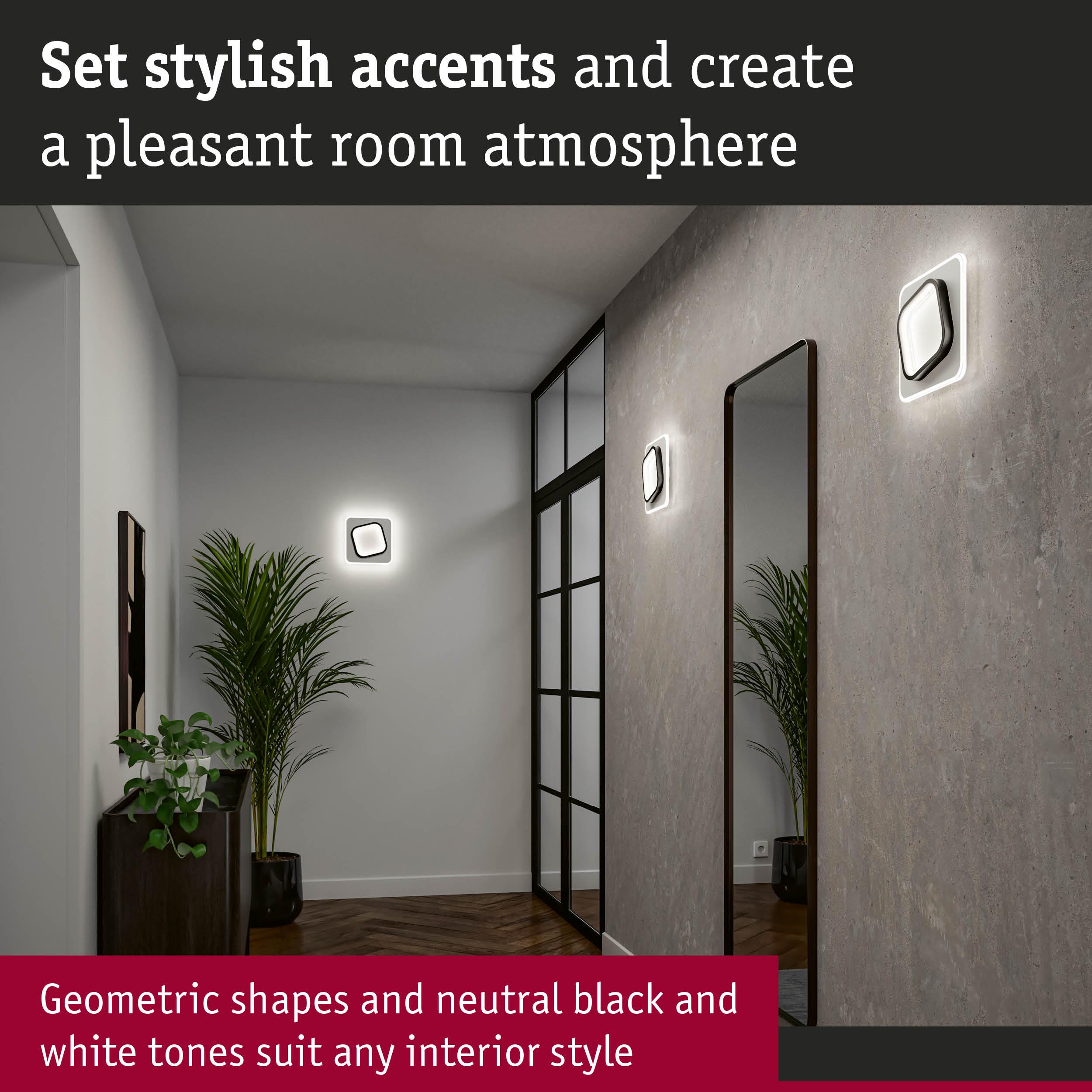 Modern black and white geometric wall lights creating stylish room lighting and interior decoration accents