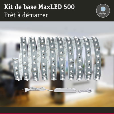 Kit de base MaxLED 500 avec bande LED blanche flexible et alimentation pour éclairage daylight