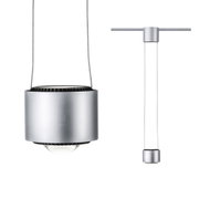 Suspension LED moderne en métal argenté avec forme ronde et diffuseur transparent pour éclairage intérieur