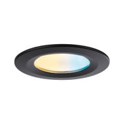 Sort LED-indbygningsspot med trinløs justering af farvetemperatur fra varm til kold hvid.