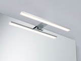 Moderne LED-Spiegelleuchte aus Chrom mit zwei länglichen Leuchtstäben für Badbeleuchtung