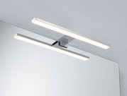 Applique miroir LED moderne en chrome avec lumière blanche chaude pour salle de bain