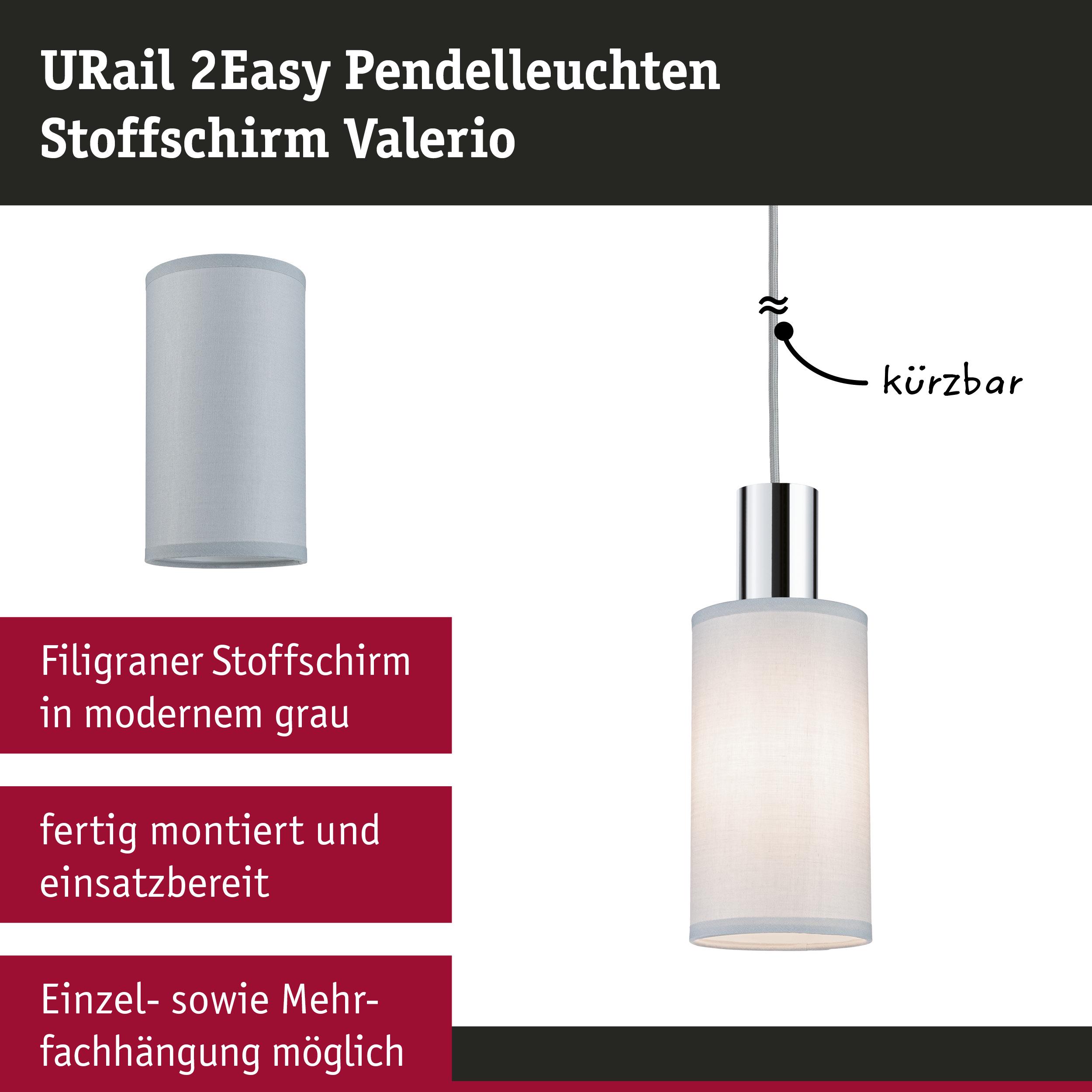 URail 2Easy Pendelleuchte mit grauem Stoffschirm und verstellbarem Kabel für moderne Innenbeleuchtung