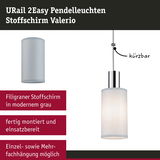URail 2Easy Pendelleuchte mit grauem Stoffschirm und verstellbarem Kabel für moderne Innenbeleuchtung