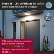 Ronde witte LED-buitenlamp Leonis II met IP44 bescherming, duurzaam voor huis- en tuinverlichting
