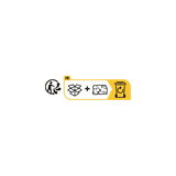 Symbole d'élimination pour carton et papier dans zone jaune avec poubelle et icône recyclage