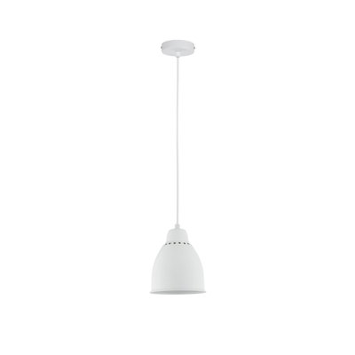 Hvid metalpendel med enkelt design og ventilationshuller til moderne indendørsbelysning
