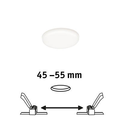 White round LED ceiling light with 45-55 mm installation size for energy-efficient room lighting