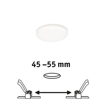 White round LED ceiling light with 45-55 mm installation size for energy-efficient room lighting