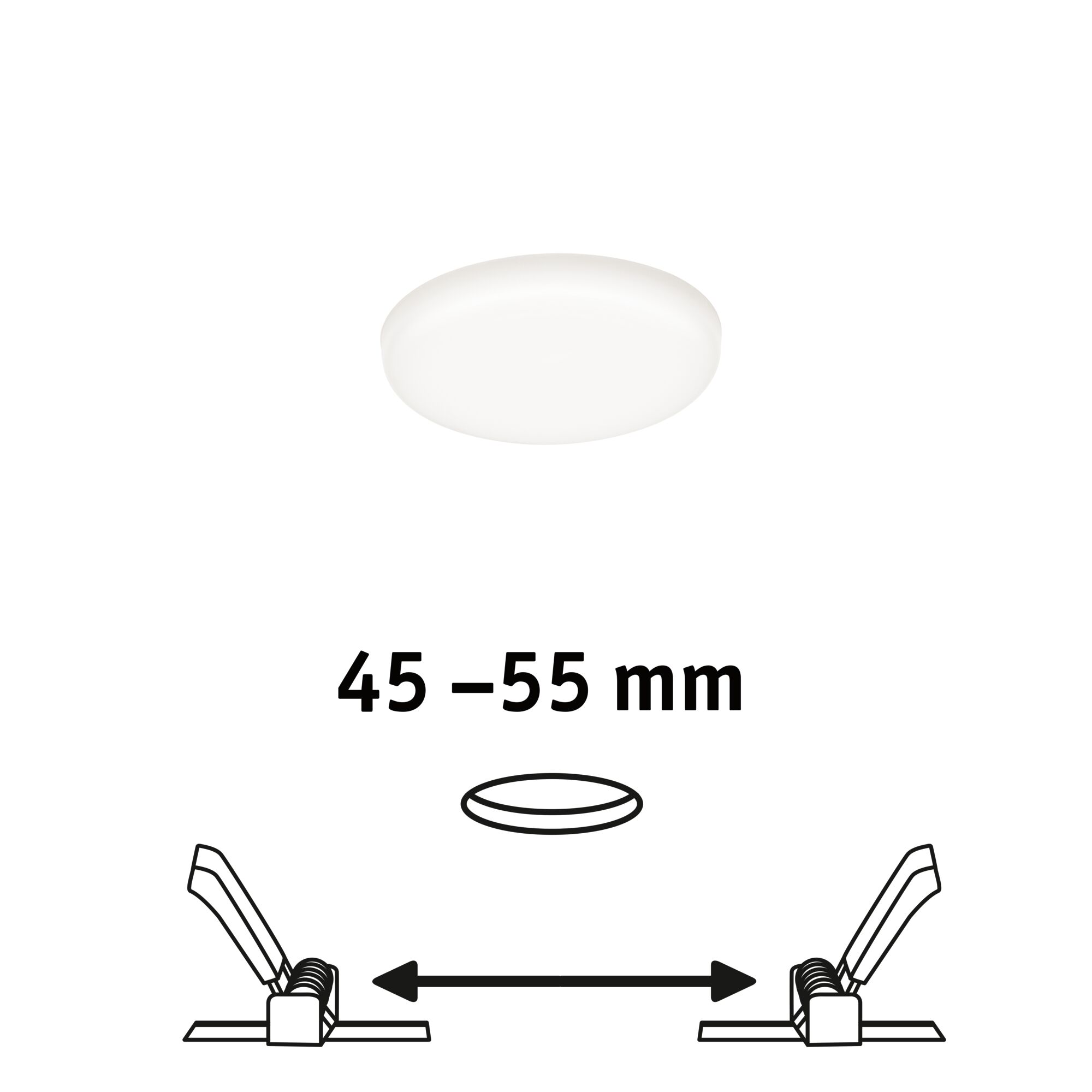 Witte ronde LED-plafondlamp met inbouwmaat 45-55 mm voor energiezuinige verlichting