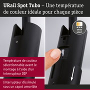 Spot URail Tubo noir avec température de couleur réglable grâce à un interrupteur DIP pour éclairage LED