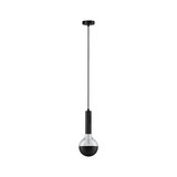 Suspension moderne en métal noir avec corps en verre semi-transparent pour un éclairage élégant
