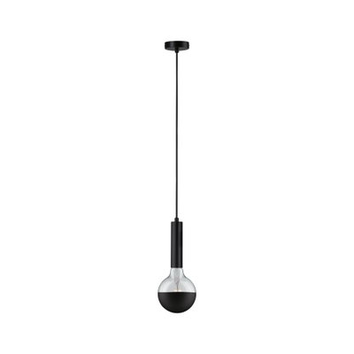 Moderne hanglamp met zwart metaal en halfdoorzichtig glazen lichaam voor stijlvolle verlichting