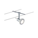 Projecteur LED câble moderne argenté avec tête blanche pour solutions d'éclairage flexibles