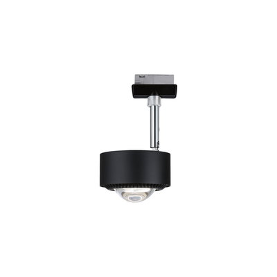 Spot LED noir en métal avec verre transparent et support réglable pour système sur rail