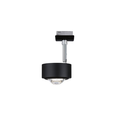 Black metal LED spotlight with clear glass and adjustable mount for track lighting systems