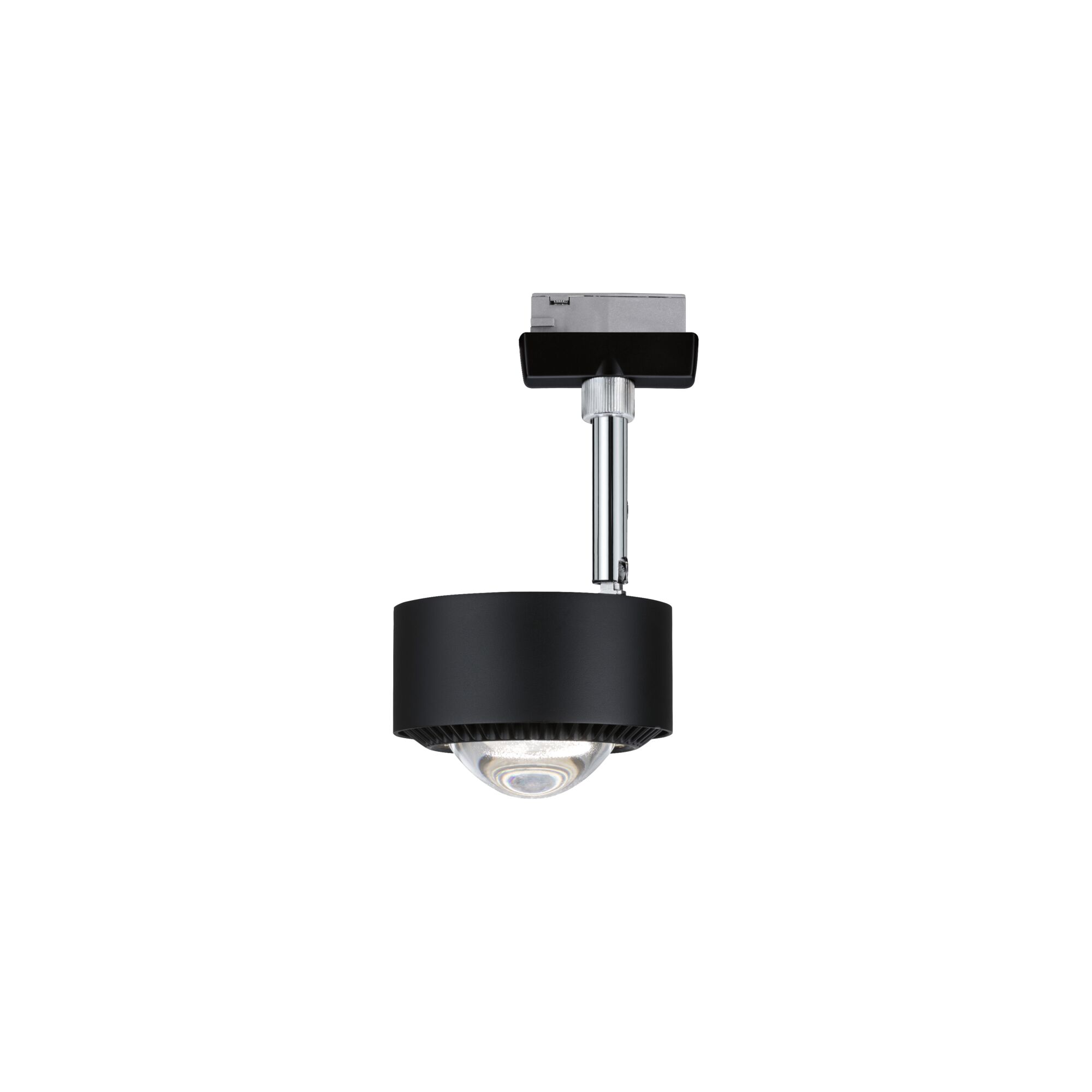 Schwarze LED-Deckenleuchte aus Metall mit klarem Glasdiffusor für moderne Innenbeleuchtung