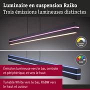 Luminaire suspendu Raiko noir avec éclairage blanc réglable et RGBW pour intérieur moderne