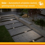 Solar LED-grondinbouwlamp Sorea Schemerings-sensor IP67 hoekig 200x100mm 3000K 0,3W 16lm 3,7V Staal geborsteld ABS/Polycarbonaat/edelstaal
