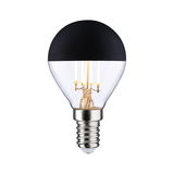 LED-Glühbirne mit schwarzer Oberseite und transparentem Glas, energiesparende Leuchte für Zuhause.