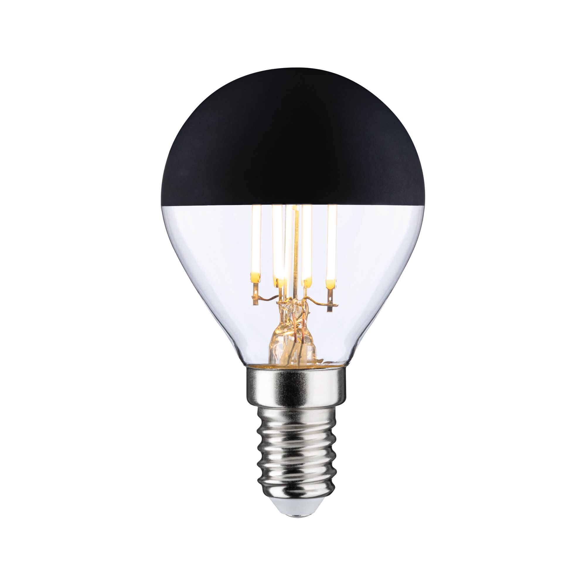 Modern Classic Edition Standard 230V LED Tropfen Kopfspiegel E14 470lm 4,5W 2700K dimmbar Kopfspiegel Schwarz matt LED-Glühbirne mit schwarzer Oberseite und transparentem Glas, energiesparende Leuchte für Zuhause.