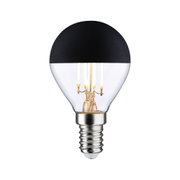 LED-Glühbirne mit schwarzer Oberseite und transparentem Glas, energiesparende Leuchte für Zuhause.