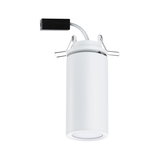 White metal recessed spotlight with round shape and spring clips for ceiling installation