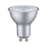 Silver LED reflector lamp with GU10 base made of aluminum for energy-efficient lighting