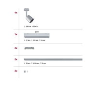 Spot LED en métal argenté de 65 mm de diamètre et 180 mm de hauteur, design moderne