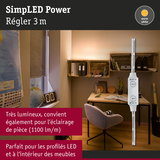 Bande LED 3 m blanc chaud avec variateur, idéale pour meubles et éclairage d’intérieur de bureau