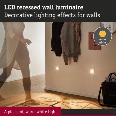 LED recessed wall luminaire with warm white light for decorative wall lighting in hallway
