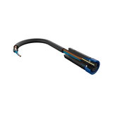 Black power cable with blue and brown inner wires and blue connector for electrical installations