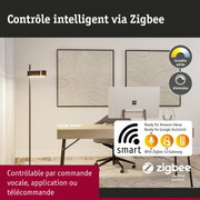 Bureau moderne avec lampe sur pied noire intelligente, lumière blanche réglable et dimmable