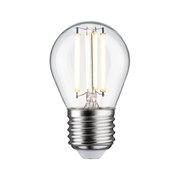 Small LED light bulb with clear glass and silver base for energy-efficient lighting