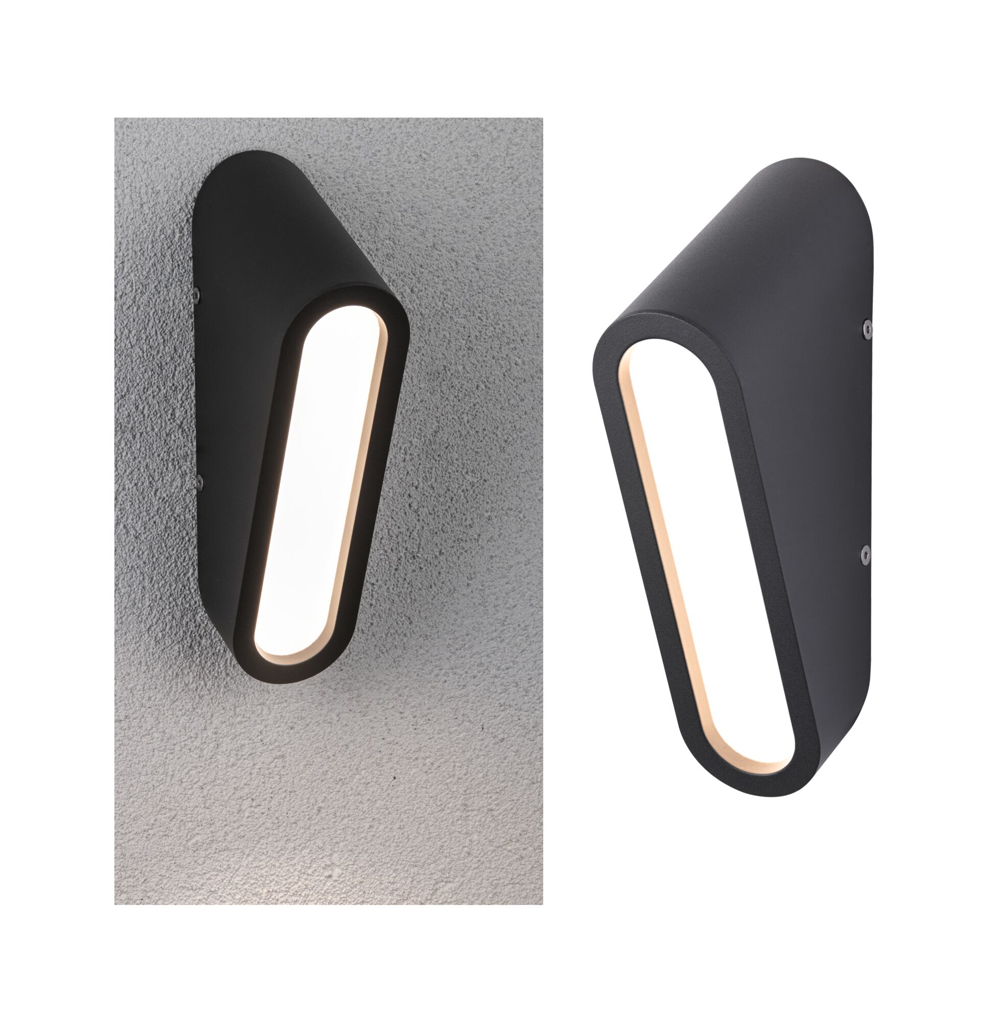 Schwarze Aluminium-Wandleuchte mit warmweißem LED-Licht für moderne Außenbeleuchtung