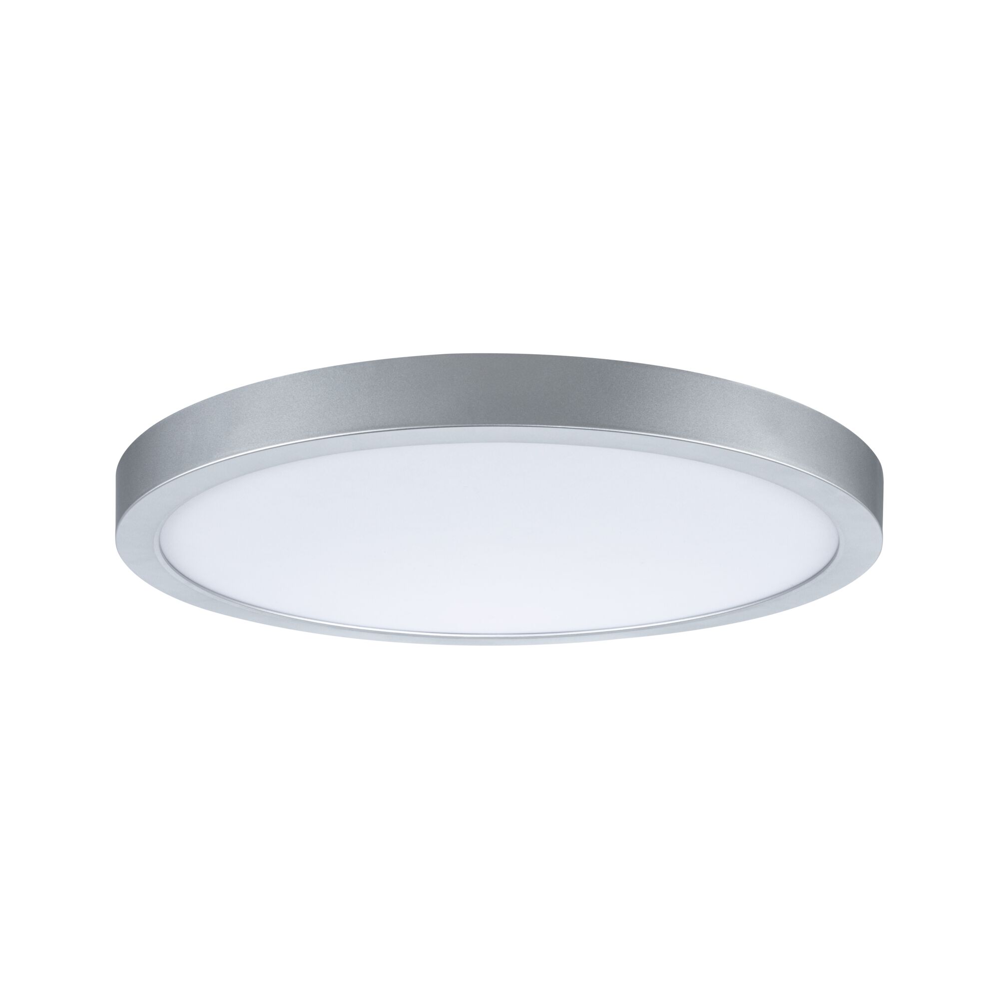 Rundes LED-Deckenlicht aus silbernem Aluminium mit weißem Diffusor für moderne Raumbeleuchtung
