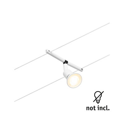 Weißer LED-Seilstrahler aus Metall mit verstellbarem Spotkopf für moderne Beleuchtungssysteme