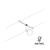 Weißer LED-Seilstrahler aus Metall mit verstellbarem Spotkopf für moderne Beleuchtungssysteme