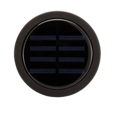 Panneau solaire rond noir avec couverture en verre et cadre mat pour production d'énergie durable