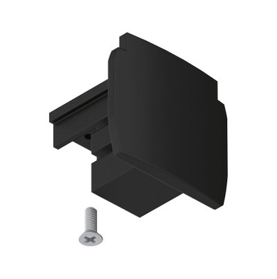 Black plastic adapter with screw for track systems, accessory for LED lighting setups