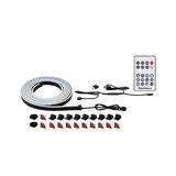 LED-Lichtband mit Fernbedienung, USB-Kabel und Montageclips in Schwarz und Weiß für flexible Beleuchtung