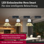 LED Einbauleuchte Nova Smart mit goldfarbenem Metallrahmen und weißem Leuchtmodul für smarte Beleuchtung