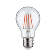 Classic LED light bulb with clear glass and orange filaments for energy-efficient lighting
