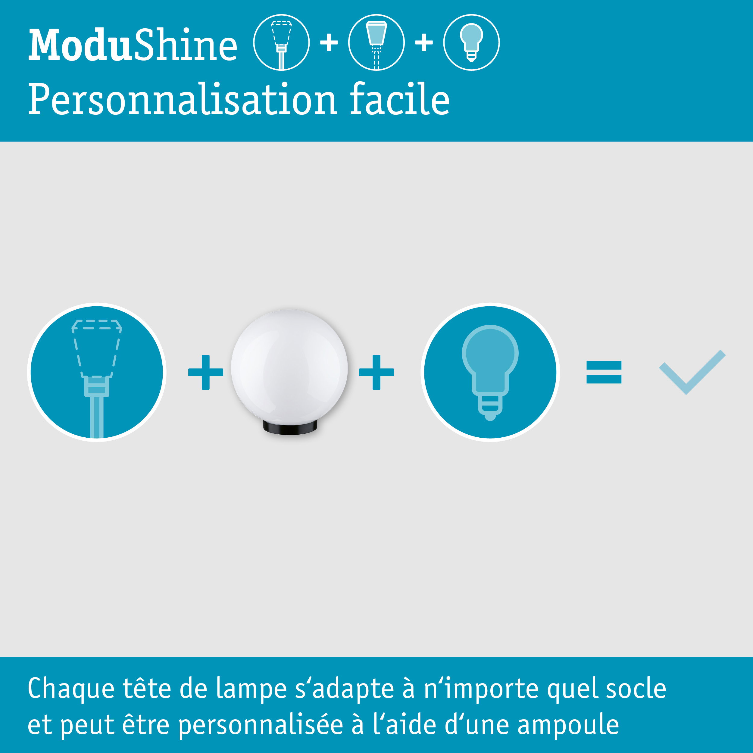 ModuShine Abat-jour Taleno IP44 sphérique Anthracite/Blanc