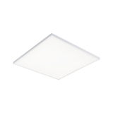 Flaches quadratisches LED-Deckenpanel in Weiß für moderne Raumbeleuchtung und energiesparende Lichtlösung.