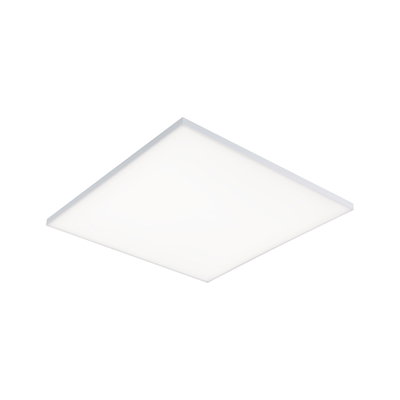 Flat square white LED ceiling panel for modern room lighting and energy-efficient illumination solution.
